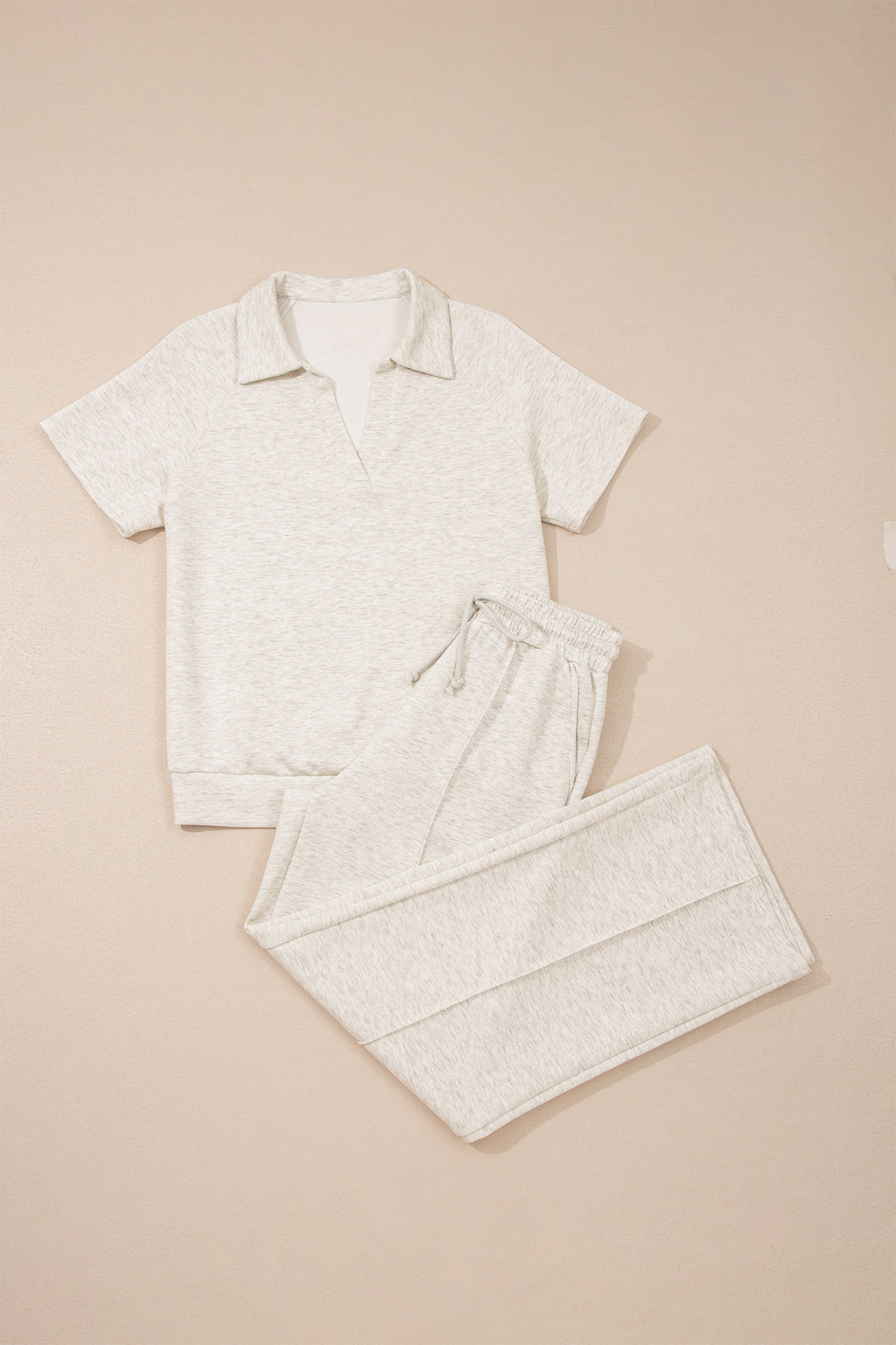 Solid Sporty Polo Tee & Drawstring Pants Set Byzantium Bay