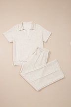Solid Sporty Polo Tee & Drawstring Pants Set Byzantium Bay