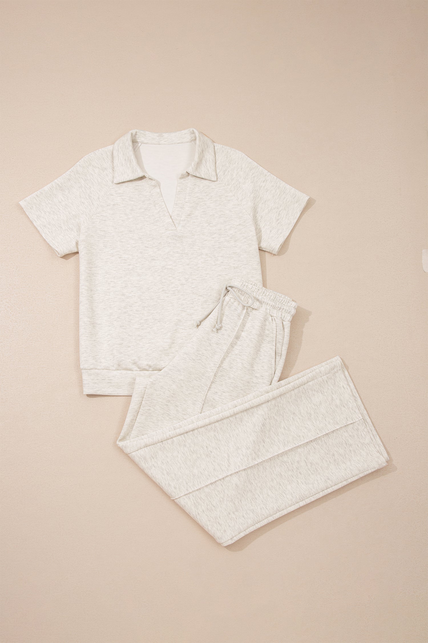 Solid Sporty Polo Tee & Drawstring Pants Set Byzantium Bay