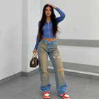 UrbanEase™ – Loose High Waist Street Jeans Carmine Juneberry