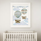 Poster "2 hot air balloons" white frame, A4 format Ochre Ares