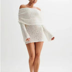 25 Edition – Off-Shoulder Knit Bodycon Dress Carmine Juneberry