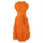 A1. Autumn Short Sleeve Pleated Design Affordable Luxury Fashion Carmine Juneberry