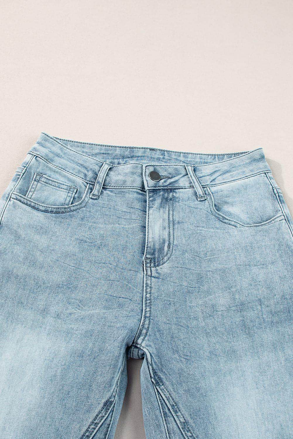 Dusk Blue Acid Wash Extra Wide Leg High Waist Long Jeans.