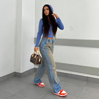 UrbanEase™ – Loose High Waist Street Jeans Carmine Juneberry