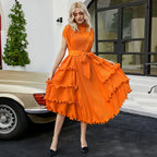 A1. Autumn Short Sleeve Pleated Design Affordable Luxury Fashion Carmine Juneberry
