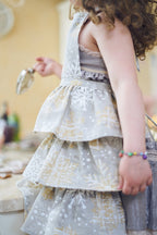 Winter motive kids apron with snowflake print, Cottom-Poly mix | TeaLu Rose Trillium
